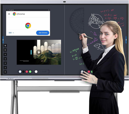 Smart Board, 65” Interactive Display, 4K UHD Electronic Board with Touch Screen, Auto Framing Camera, Digital Smartboard for Classroom Meeting Home Office, Android 13 System(Wall Mount Included)